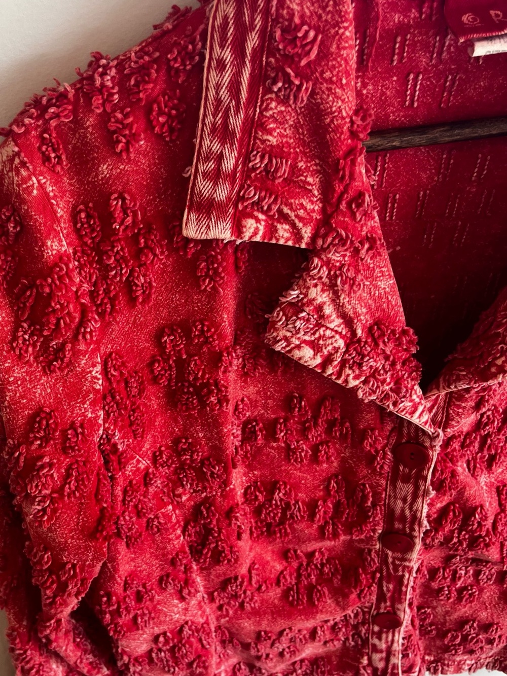 ORA- Red Textured Open-Front Women's Jacket